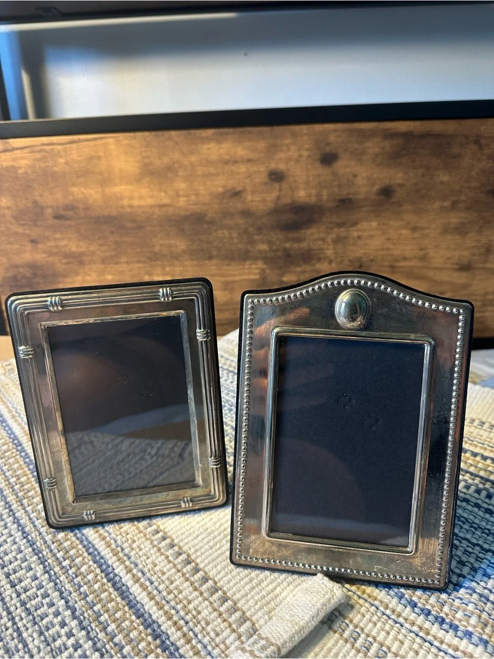 Vintage Brass-Tone Picture Frame Set of 6/ Black Velvet Backs/ Art Deco See Des.
